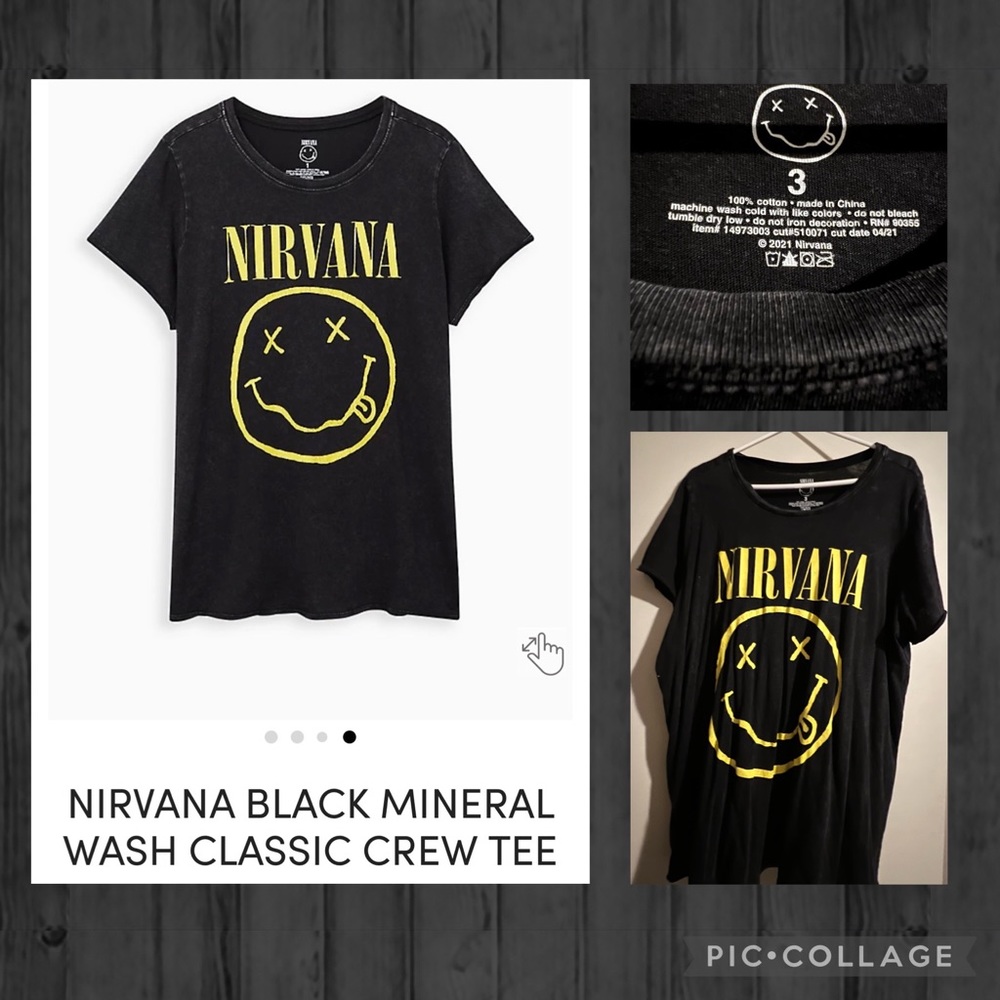 Torrid NWOT Nirvana Plus Size Ringer T-Shirt Tee Black